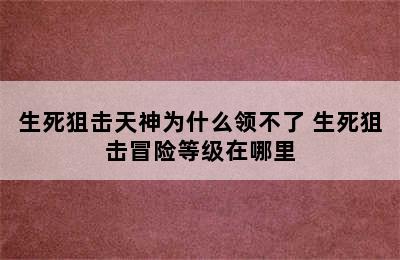 生死狙击天神为什么领不了 生死狙击冒险等级在哪里